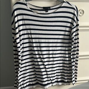 J CREW Women's Striped Top - Navy and White